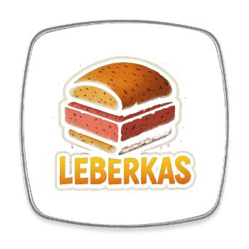 Leberkas Semmel im Retrolook für Leberkäsefans - Viereckiger Kühlschrankmagnet - Weiß - Vorne