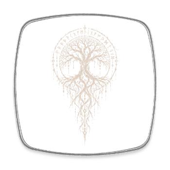 Yggdrasil mit Wurzelstab in Hexentinte - Viereckiger Kühlschrankmagnet - Weiß - Vorne