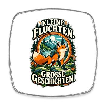 Kleine Fluchten große Geschichten Fuchs - Viereckiger Kühlschrankmagnet - Weiß - Vorne