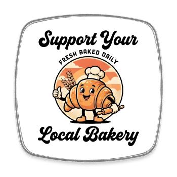 Support your local bakery - Viereckiger Kühlschrankmagnet - Weiß - Vorne