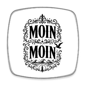 Moin Moin – norddeutscher Gruß mit Möwe - Viereckiger Kühlschrankmagnet - Weiß - Vorne