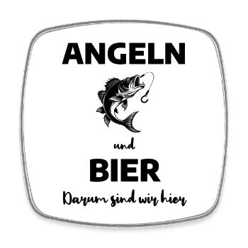 Angeln und Bier - Viereckiger Kühlschrankmagnet - Weiß - Vorne