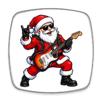 Rockender Weihnachts-Santa mit E-Gitarre - Viereckiger Kühlschrankmagnet - Weiß - Vorne