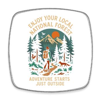 Enjoy Your Local National Forest - Viereckiger Kühlschrankmagnet - Weiß - Vorne