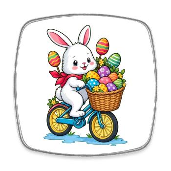 Süßes Osterhasen-Radabenteuer - Viereckiger Kühlschrankmagnet - Weiß - Vorne