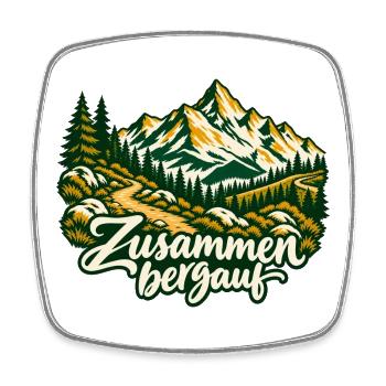 Zusammen bergauf Wanderpartner mit Bergpanorama - Viereckiger Kühlschrankmagnet - Weiß - Vorne