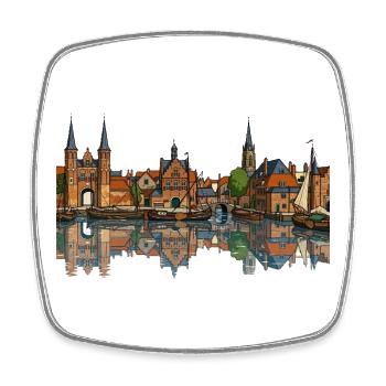 Blick auf Delft - Viereckiger Kühlschrankmagnet - Weiß - Vorne