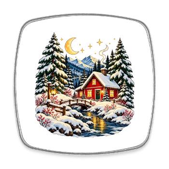 Gemütliche Weihnachtshütte verschneite Winterwelt - Viereckiger Kühlschrankmagnet - Weiß - Vorne