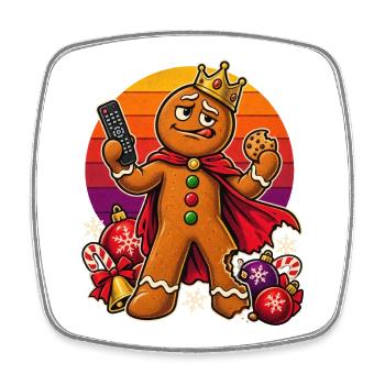 Christmas Lebkuchenmann Couch-Dad Superheld - Viereckiger Kühlschrankmagnet - Weiß - Vorne