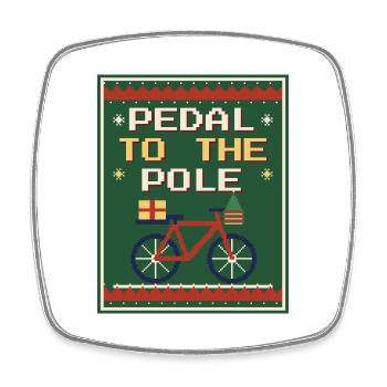 Pedal to the Pole – Rad-Weihnachtspullover - Viereckiger Kühlschrankmagnet - Weiß - Vorne