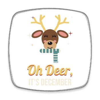 Oh Deer, It's December – Retro-Rentier Weihnachten - Viereckiger Kühlschrankmagnet - Weiß - Vorne