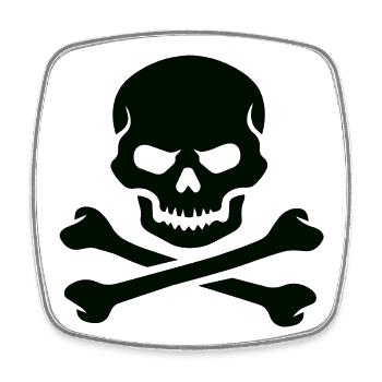Totenkopf und gekreuzte Knochen Fettes Emblem - Viereckiger Kühlschrankmagnet - Weiß - Vorne
