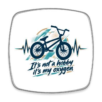 BMX Herzschlag EKG: It's Not a Hobby, It's Oxygen - Viereckiger Kühlschrankmagnet - Weiß - Vorne