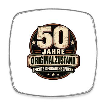 50 Jahre – Originalzustand Gebrauchsspuren - Viereckiger Kühlschrankmagnet - Weiß - Vorne