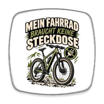 Fahrrad Freiheit: Keine Steckdose nötig - Viereckiger Kühlschrankmagnet - Weiß - Vorne