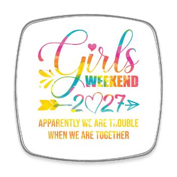 Girls Weekend 2027 Trouble Together - Viereckiger Kühlschrankmagnet - Weiß - Vorne