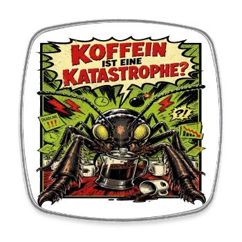 Koffein ist eine Katastrophe – Horror-Ameise Retro - Viereckiger Kühlschrankmagnet - Weiß - Vorne