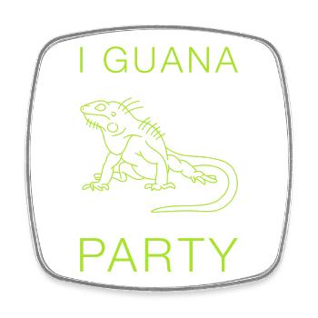 I Guana Party Leguan Wortspiel Reptil - Viereckiger Kühlschrankmagnet - Weiß - Vorne