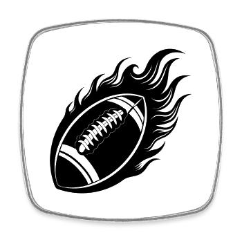 Flammender Fußball - Viereckiger Kühlschrankmagnet - Weiß - Vorne