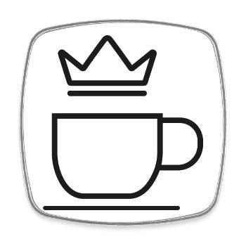 Kaffeetasse mit Krone – Minimalistisches Design - Viereckiger Kühlschrankmagnet - Weiß - Vorne