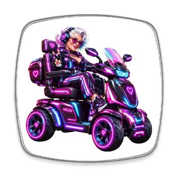 Cyberpunk & Zukunfts-Sci-Fi-Mobilroller - Viereckiger Kühlschrankmagnet - Weiß - Vorne