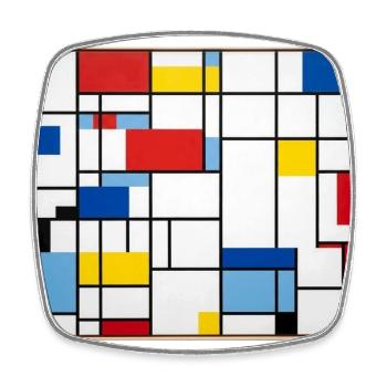 Mondrian Lines Primärfarbenspiel - Viereckiger Kühlschrankmagnet - Weiß - Vorne