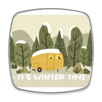 Retro Wohnmobil Winter Ready - Viereckiger Kühlschrankmagnet - Weiß - Vorne