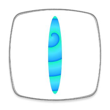 Abstraktes Spiral-Surfbrett - Viereckiger Kühlschrankmagnet - Weiß - Vorne