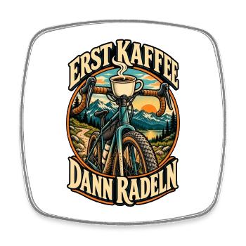 Erst Kaffee dann radeln – Fahrrad & Kaffee - Viereckiger Kühlschrankmagnet - Weiß - Vorne