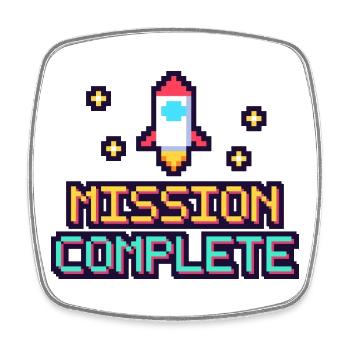 Pixel Mission Abgeschlossen - Viereckiger Kühlschrankmagnet - Weiß - Vorne