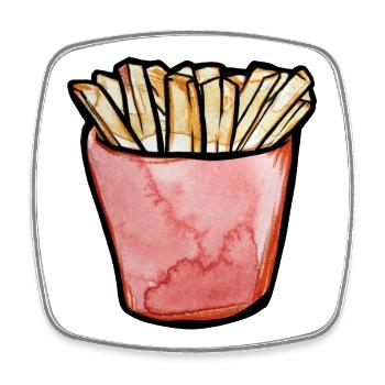 Aquarellpommes frites in Pink Cup - Viereckiger Kühlschrankmagnet - Weiß - Vorne