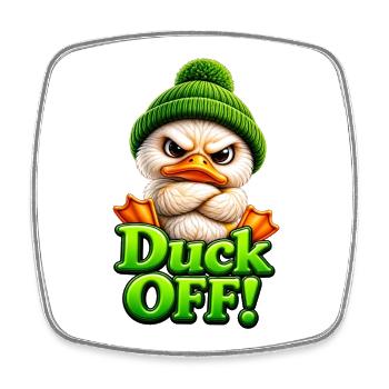 Ente Mütze Grimmig Duck Off - Viereckiger Kühlschrankmagnet - Weiß - Vorne