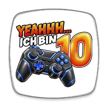 Gaming zum 10. Geburtstag – Yeahhh ich bin 10 - Viereckiger Kühlschrankmagnet - Weiß - Vorne