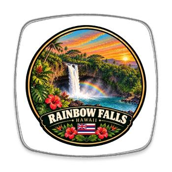 Rainbow Falls Hawaii Wasserfall Natur Wald - Viereckiger Kühlschrankmagnet - Weiß - Vorne