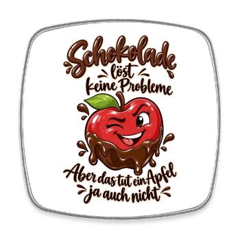 Schokolade löst keine Probleme – Lustiger Spruch - Viereckiger Kühlschrankmagnet - Weiß - Vorne