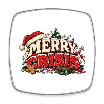 Merry Crisis – Lustiges Weihnachtsdesign - Viereckiger Kühlschrankmagnet - Weiß - Vorne