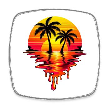 Sunset Neon Palm Melt - Viereckiger Kühlschrankmagnet - Weiß - Vorne