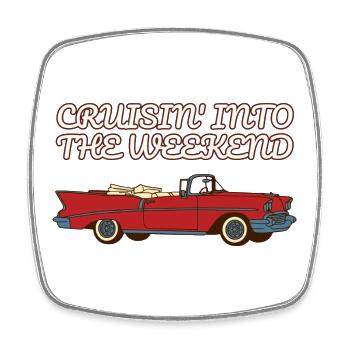 Cruisin ins Wochenende Retro-Auto 50er - Viereckiger Kühlschrankmagnet - Weiß - Vorne