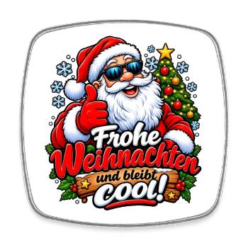 Frohe Weihnachten Bleibt Cool - Viereckiger Kühlschrankmagnet - Weiß - Vorne