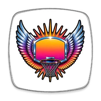 Basketball Korb Flügel Retro 80s Vintage T-Shirt - Viereckiger Kühlschrankmagnet - Weiß - Vorne