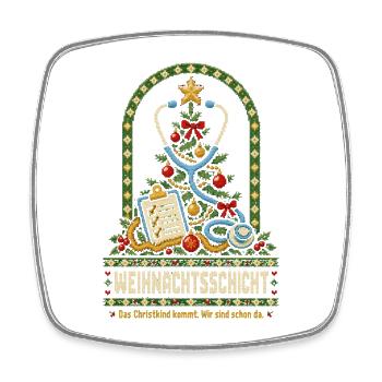Weihnachtsschicht Pflege - Viereckiger Kühlschrankmagnet - Weiß - Vorne