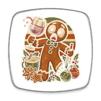 Christmas Lebkuchenmann im Weinchaos - Viereckiger Kühlschrankmagnet - Weiß - Vorne
