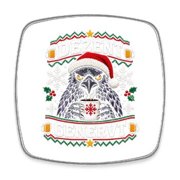 Dezent Genervt | Ugly Christmas Crow - Viereckiger Kühlschrankmagnet - Weiß - Vorne