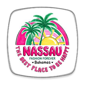 Nassau Palm Sonnenuntergangsmode für immer - Viereckiger Kühlschrankmagnet - Weiß - Vorne