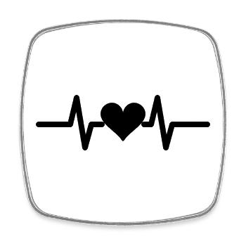 Herzschlag-Linie mit Herz - EKG - Viereckiger Kühlschrankmagnet - Weiß - Vorne
