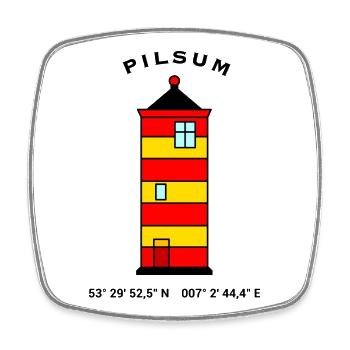 Leuchtturm Pilsum Krummhörn - Insel Nordsee Meer - Viereckiger Kühlschrankmagnet - Weiß - Vorne