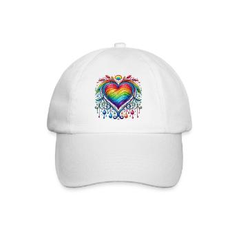 Coeur arc-en-ciel - Casquette classique - blanc/blanc - Devant