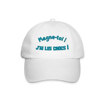 Magne-toi J'ai les Cr*cs – Bleu Pop - Casquette classique - blanc/blanc - Devant