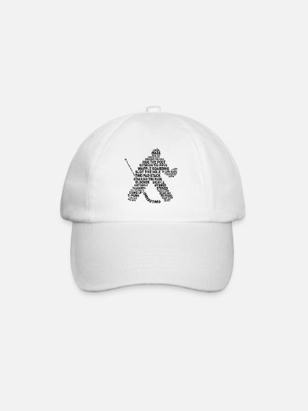 Goalie Lingo - Grunge Text-Version (Schwarzdruck) - Baseballkappe - Weiß/Weiß