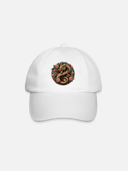 China Dragon - Baseball Cap - white/white